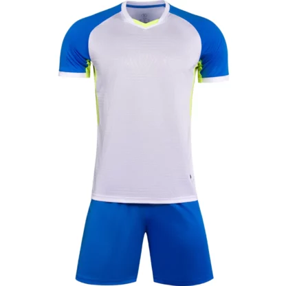 Custom White Blue Soccer Uniform Kit