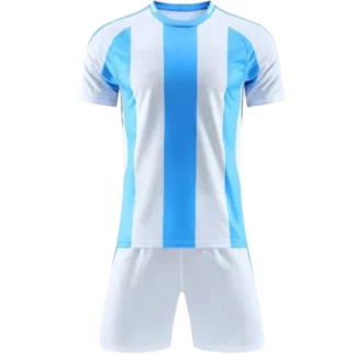 Custom Sky Blue White Soccer Uniform Kit