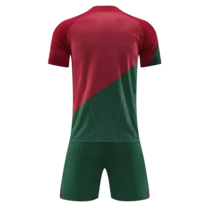 Custom Red Green Soccer Uniform Kit - Image 2