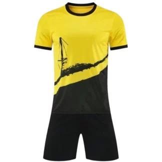 Custom Black Yellow Soccer Uniform Kit