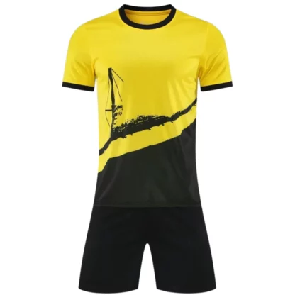 Custom Black Yellow Soccer Uniform Kit